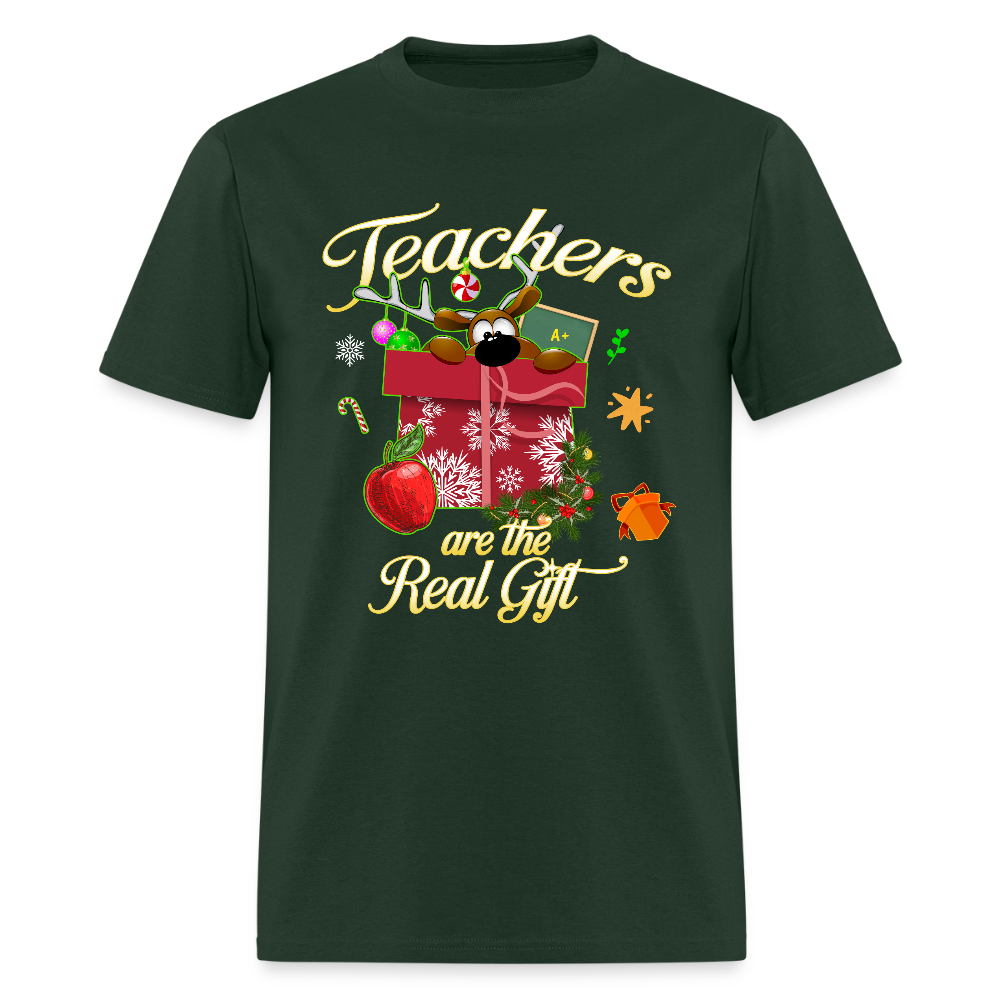 🎁 Teachers Are the Real Gift — Holiday Tee 🎄 - forest green