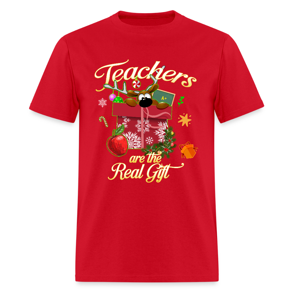 🎁 Teachers Are the Real Gift — Holiday Tee 🎄 - red