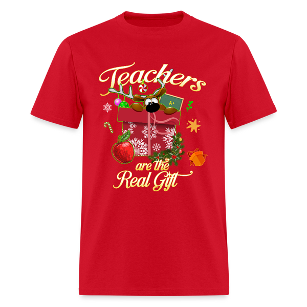 🎁 Teachers Are the Real Gift — Holiday Tee 🎄 - red