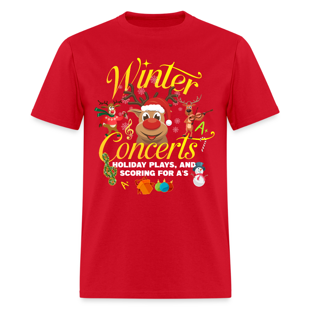 🎄 Winter Concerts, Holiday Plays & Scoring A+ — Holiday Teacher Tee ✏️✨ - red