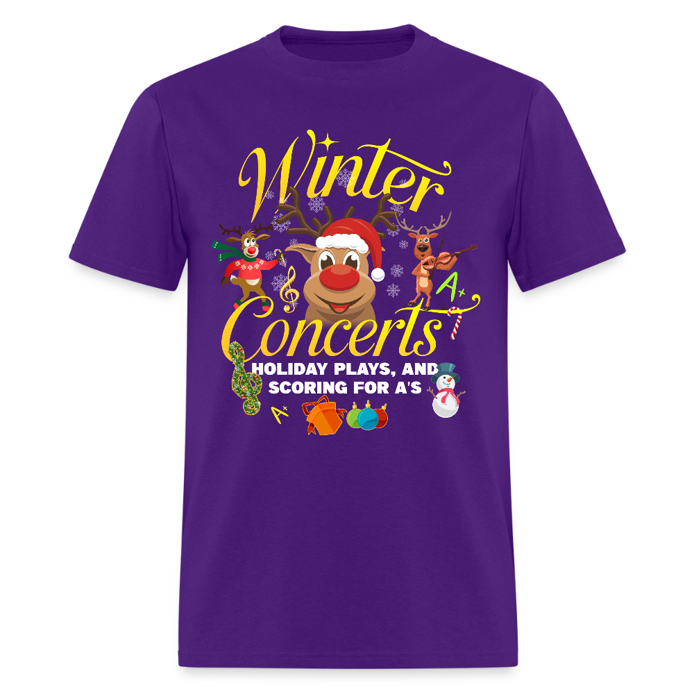 🎄 Winter Concerts, Holiday Plays & Scoring A+ — Holiday Teacher Tee ✏️✨ - purple