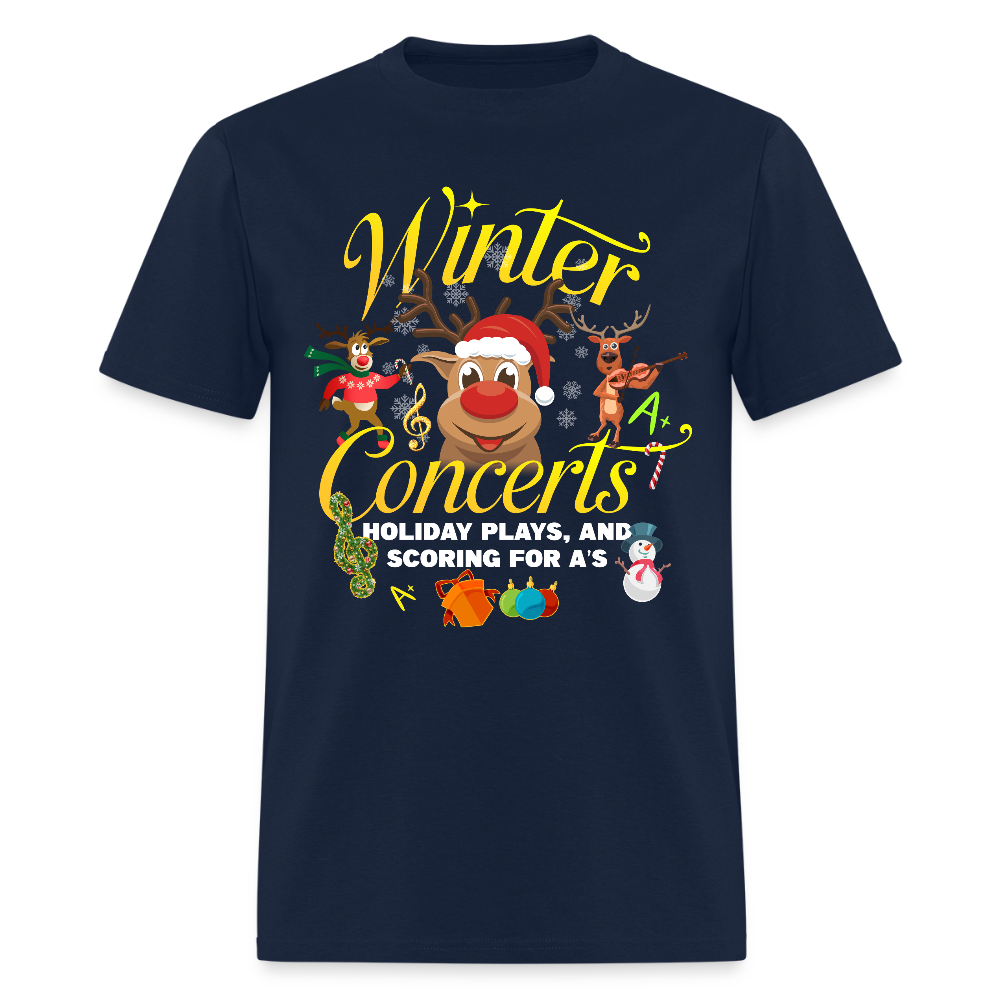 🎄 Winter Concerts, Holiday Plays & Scoring A+ — Holiday Teacher Tee ✏️✨ - navy
