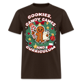 🍪🍭📚 Cookies, Candy Canes & Curriculum — Holiday Teacher Tee 🎄 - brown